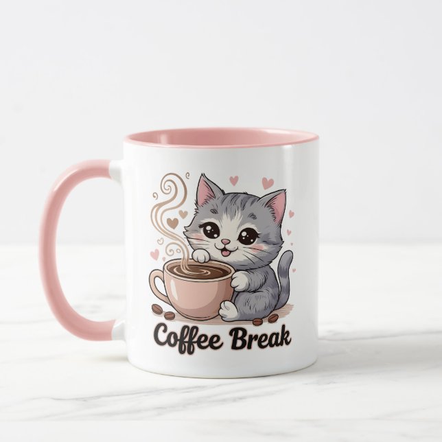 Cute Cat - Coffee Break -  Mug (Left)