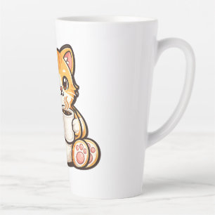 Cute Cat Coffee – Cozy Orange Cat Drinking Coffee  Latte Mug