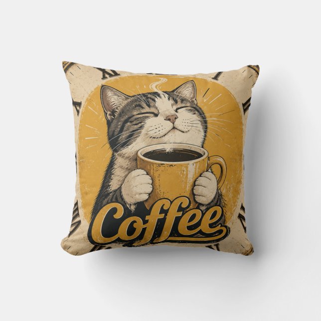 Cute Cat Coffee Cushion (Front)