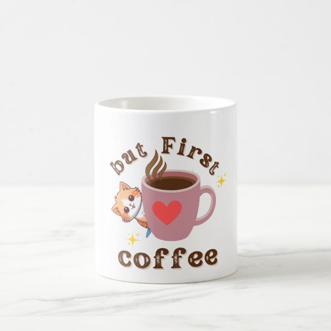 Cute Cat Coffee Mug Design (Center)