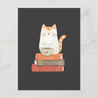 Cute Cat & Coffee Mug For Book Lovers Postcard