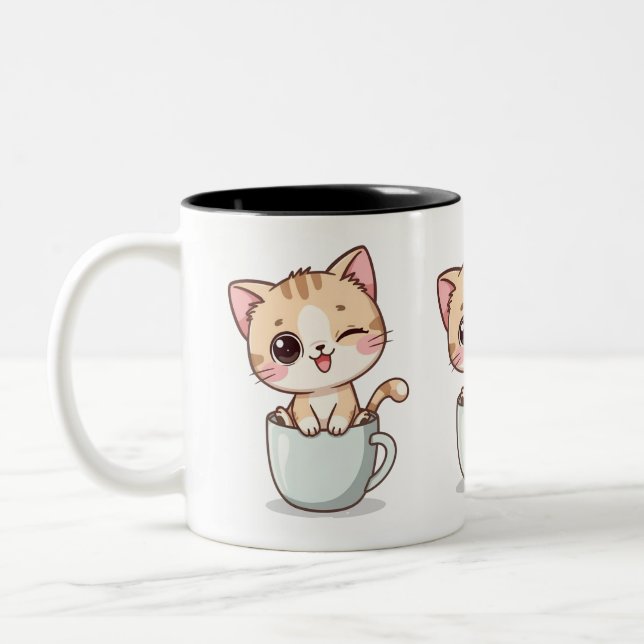 Cute Cat Coffee Mug – Funny Cat Lovers Gift (Left)