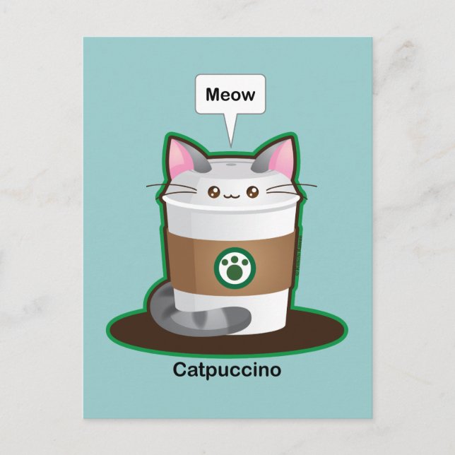 Cute Cat Coffee Postcard (Front)