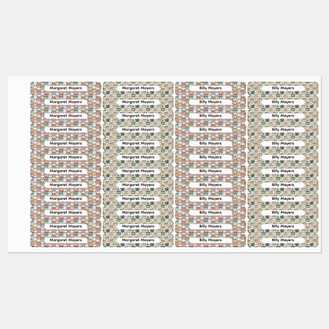 Cute Cat Collage Beige Blue Pink Pattern Name (Sheet)