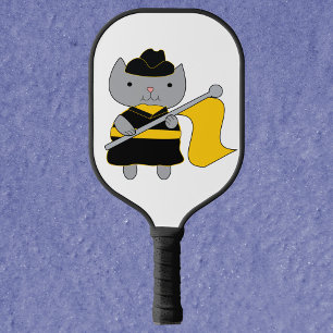 Cute Cat Color Guard Black and Yellow Pickleball Paddle