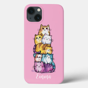 Cute Cat Colourful Watercolor Funny Animal Custom iPhone 13 Case