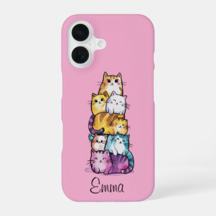 Cute Cat Colourful Watercolor Funny Animal Custom iPhone 16 Case