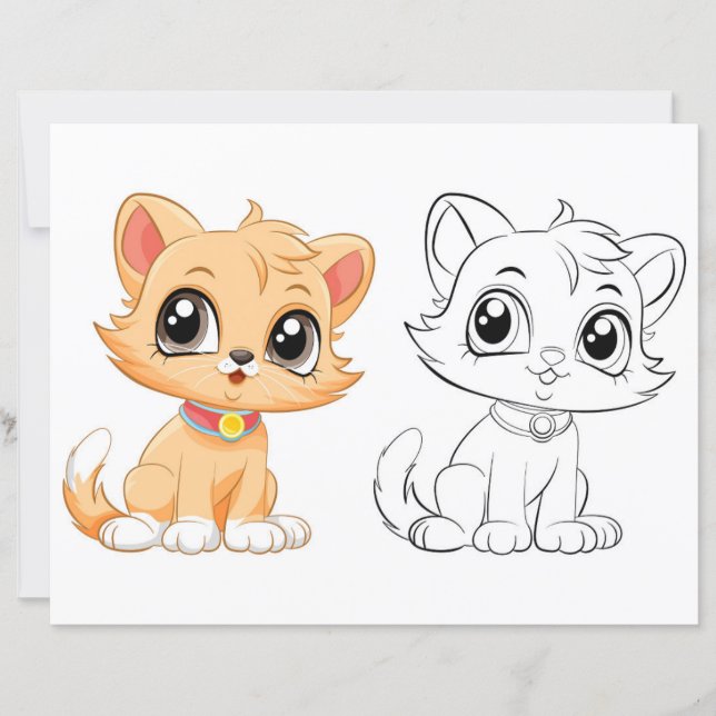 Cute cat colouring page (Front)