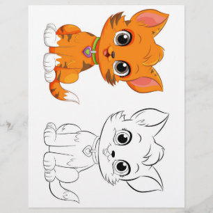 Cute cat colouring page