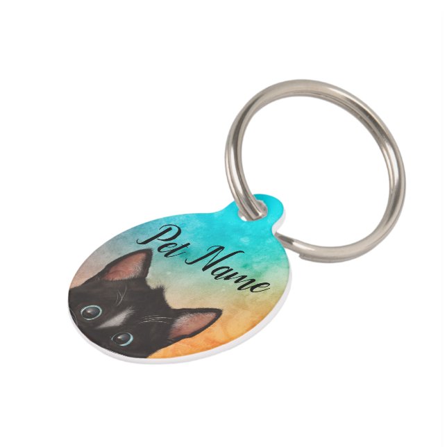 Cute Cat Colours Pet Tag (Side)