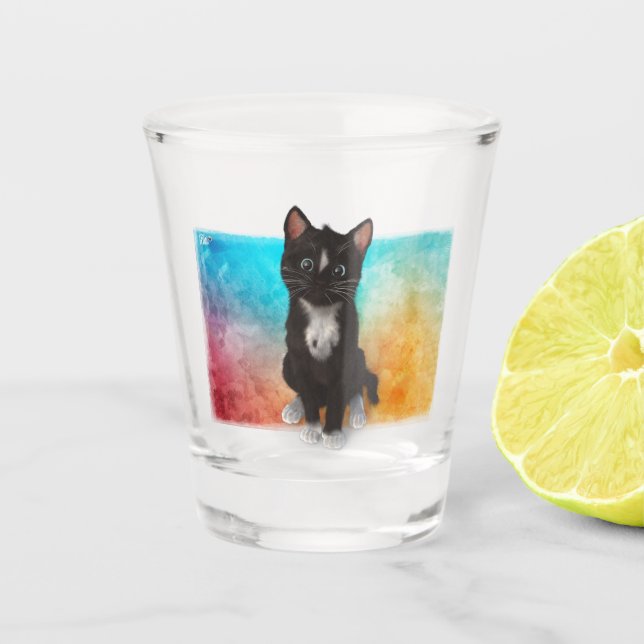 Cute Cat Colours Shot Glass (Front)