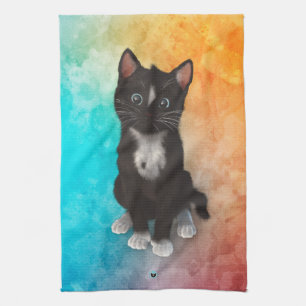 Cute Cat Colours Tea Towel