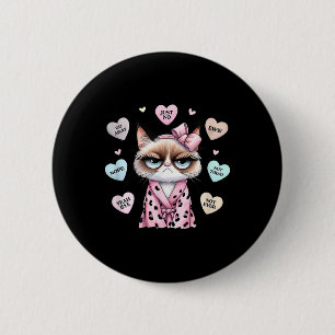 Cute Cat Conversation Heart Anti Valentines Day 6 Cm Round Badge