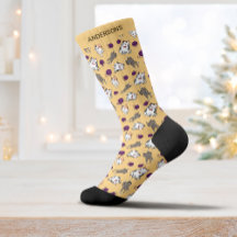 Cute Cat Cool Hippie Yellow Socks