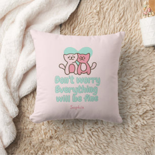 Cute Cat Couple and Encouragement Pastel  Cushion