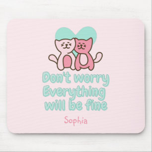 Cute Cat Couple and Encouragement Pastel Mouse Mat