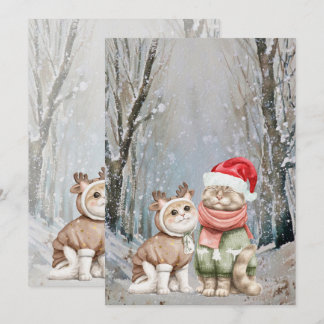 Cute Cat Couple Christmas Cards 