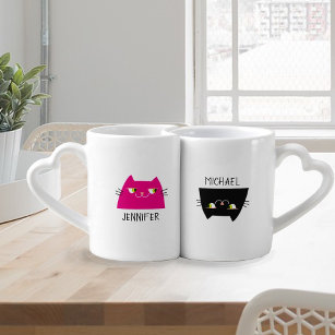 Cute Cat Couple Coffee Mug Set