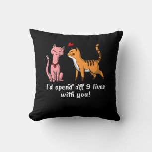 Cute Cat Couple Funny Kittens Valentines Day Cushion