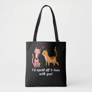 Cute Cat Couple Funny Kittens Valentines Day Tote Bag