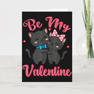 Cute Cat Couple Hugging Be My Valentine Hearts Lov Card
