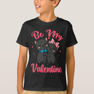 Cute Cat Couple Hugging Be My Valentine Hearts Lov T-Shirt