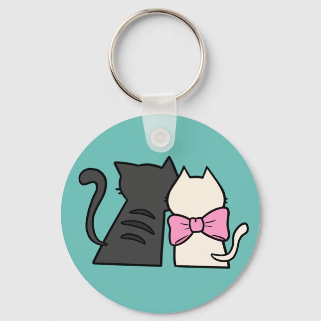 cute cat couple keychain (Back)
