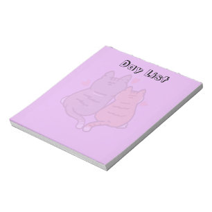 Cute Cat Couple Pastel Purple Day List Notepad
