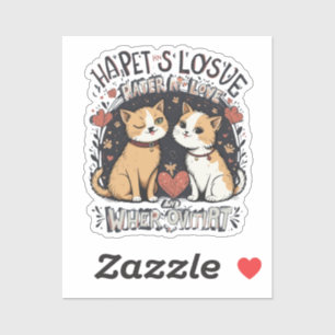 Cute Cat Couple Romantic Winking Kitty Love Design
