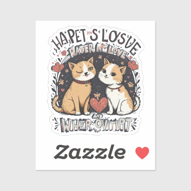 Cute Cat Couple Romantic Winking Kitty Love Design (Sheet)