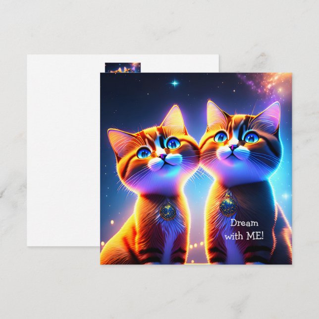 Cute cat couple under the starry sky -   (Front/Back)