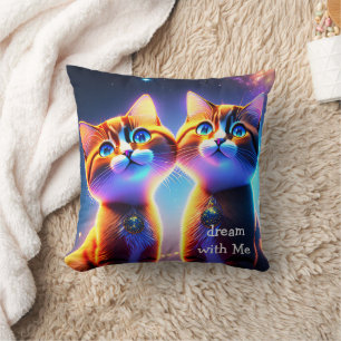 Cute cat couple under the starry sky - cushion