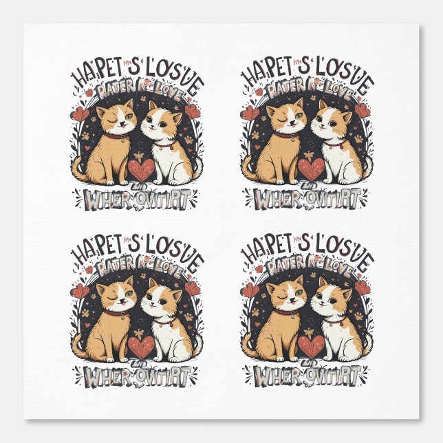 Cute Cat Couple Wallpaper – Romantic Kawaii Kitty  (Front)