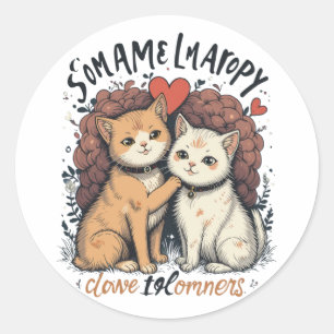 Cute Cat Couple Wholesome Love & Friendship Art Classic Round Sticker
