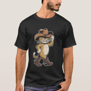 Cute Cat Cowboy Hat Boots Cowgirl Western Country  T-Shirt