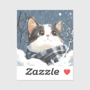Cute cat cozy winter snow