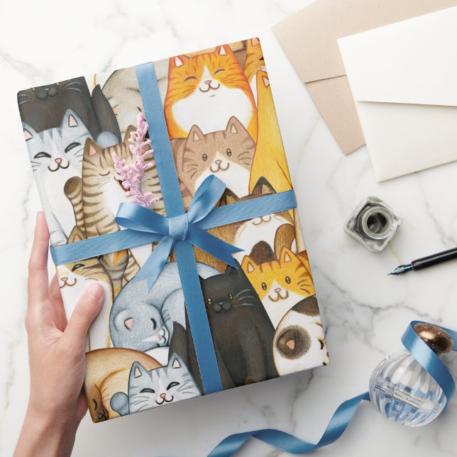 Cute Cat Crowd Wrapping Paper for Cat Lovers (Cute Cat Crowd Wrapping Paper for Cat Lovers)