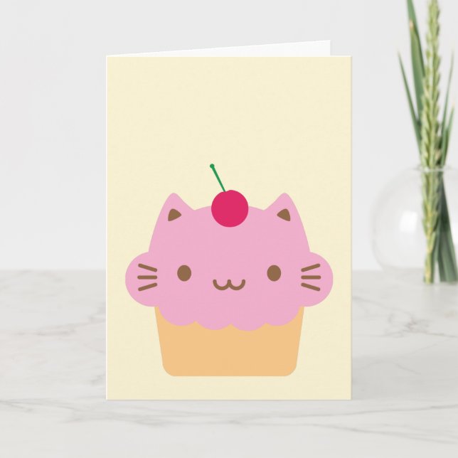 Cute Cat Cupcake Card (Front)