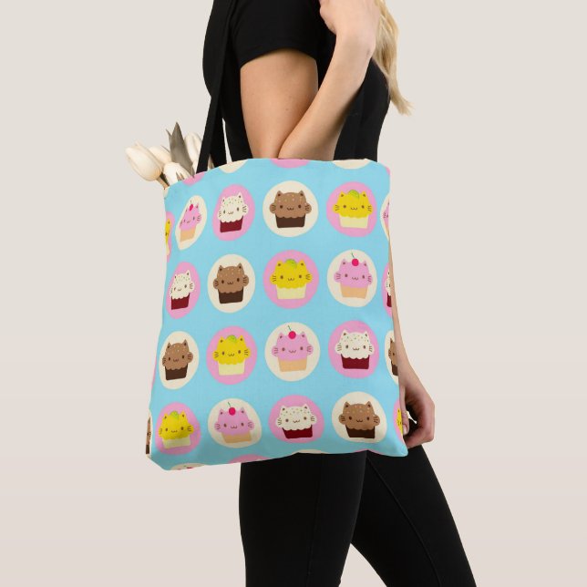 Cute Cat Cupcakes Tote Bag (Close Up)