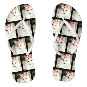 Cute Cat Custom Pet Photo Flip Flops