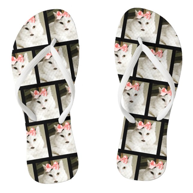 Cute Cat Custom Pet Photo Flip Flops (Footbed)