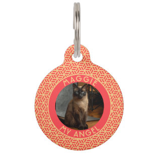 Cute Cat Dad Gift Hexagon Motif Pet Tag