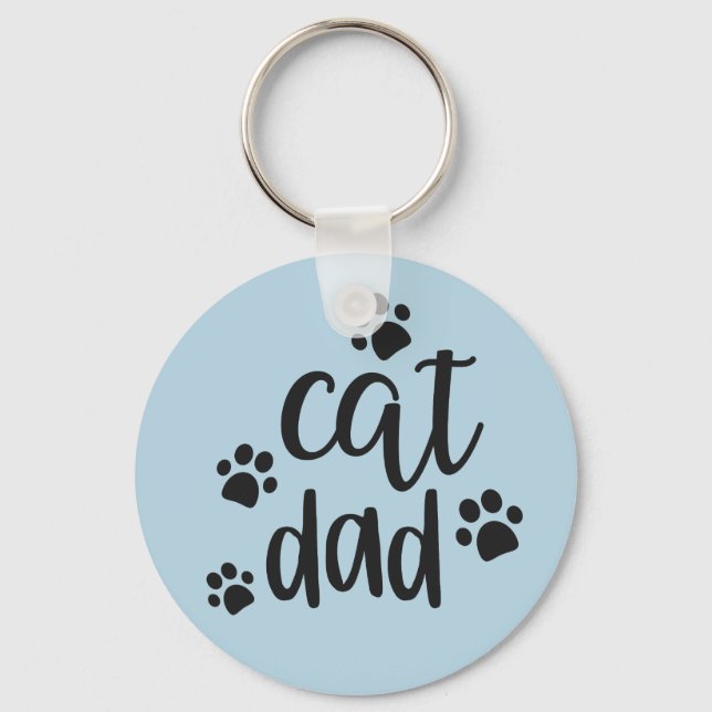 Cute cat Dad word art Trucker Key Ring (Front)