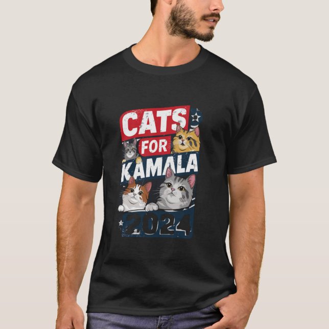 Cute Cat Design for Kamala Cat Childless Ladies Gi T-Shirt (Front)