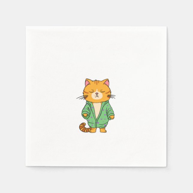 Cute cat design, ginger cat napkin (Front)