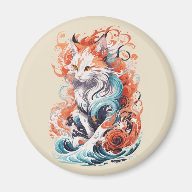 Cute Cat Design In Neo Traditional Style Magnet (Front)
