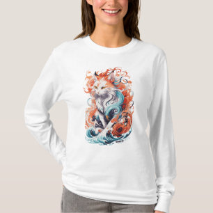Cute Cat Design in Neo Traditional Style T-Shirt