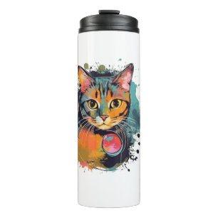 cute cat design thermal tumbler