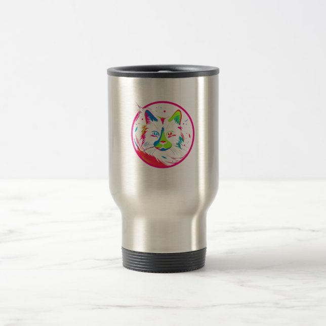 cute cat design  travel mug (Center)