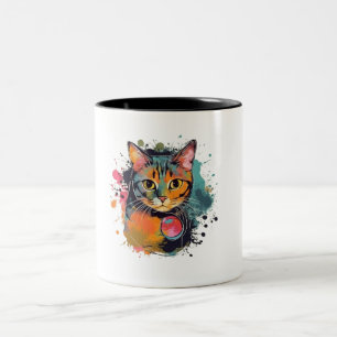 cute cat design Two-Tone coffee mug